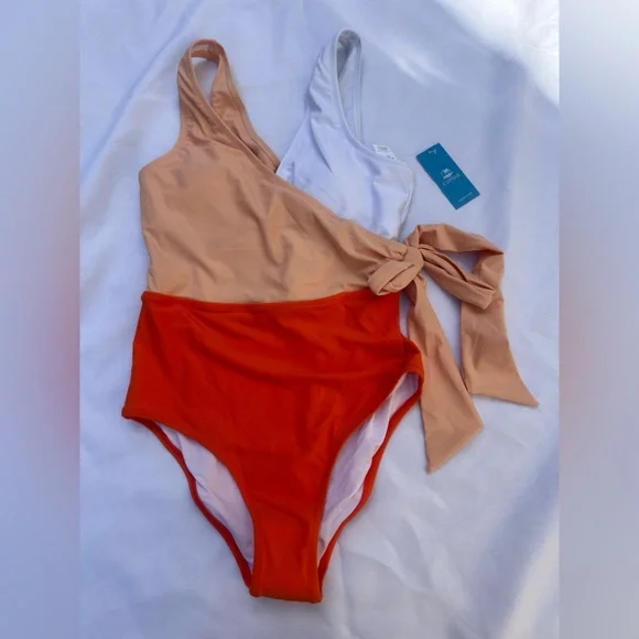 Cupshe color block tie one piece swimsuit size small - Picture 1 of 4
